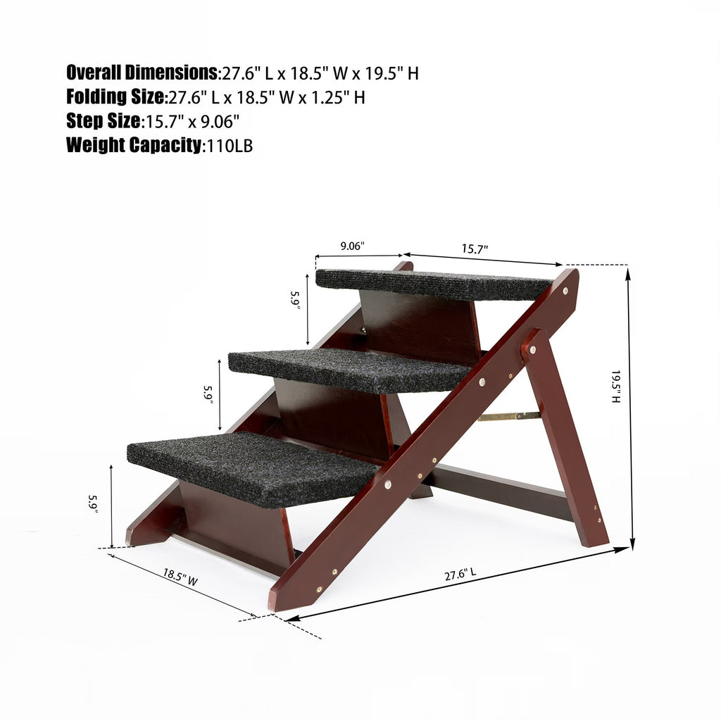 Portable 3-Step Pet Stairs and Ramp