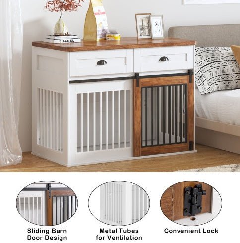 Deluxe Dual-Door Wooden Dog Crate