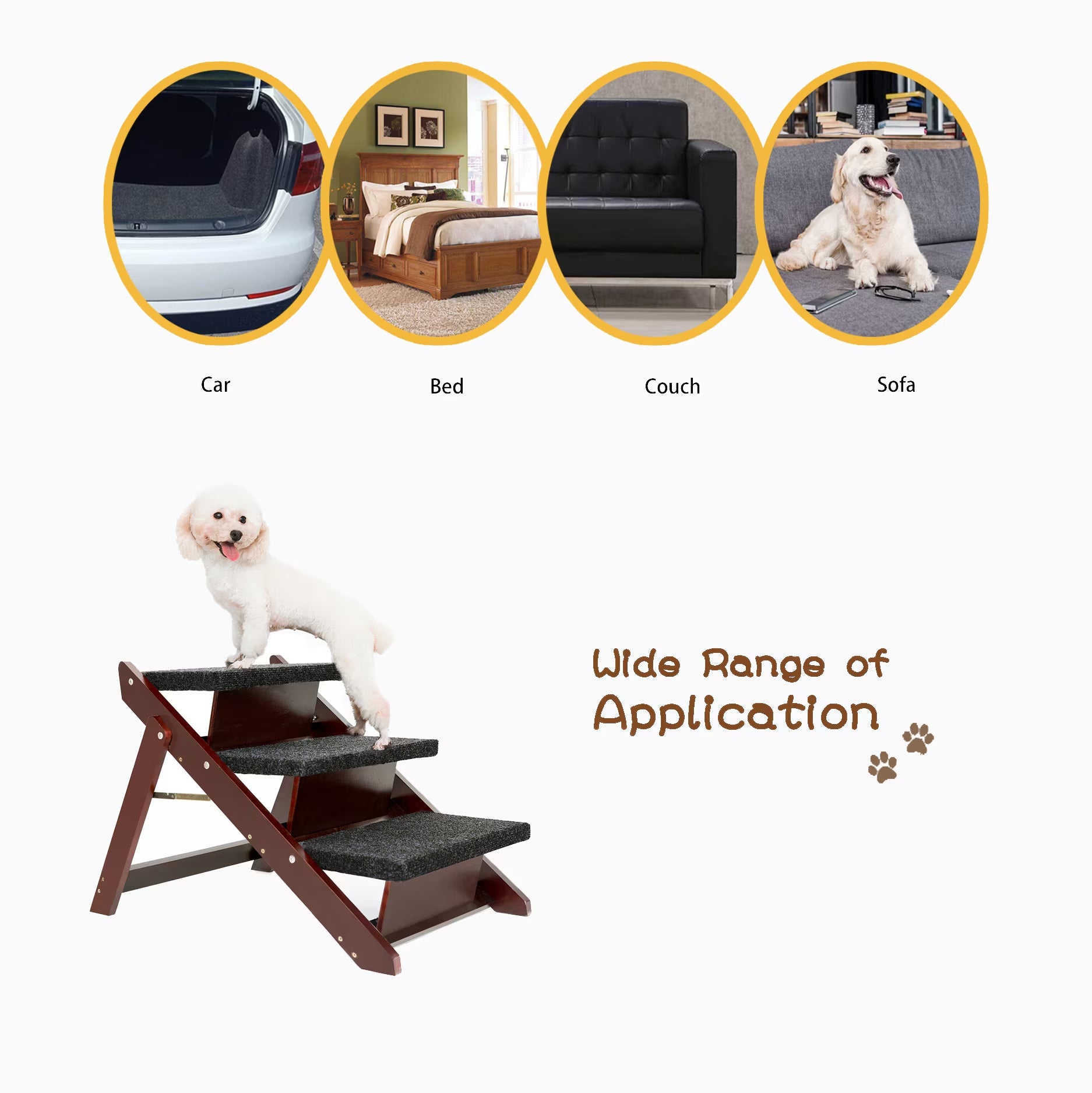Portable 3-Step Pet Stairs and Ramp
