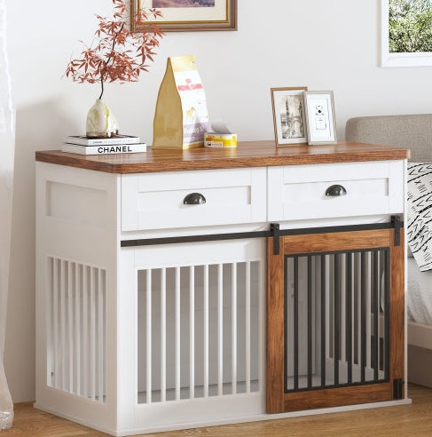 Deluxe Dual-Door Wooden Dog Crate