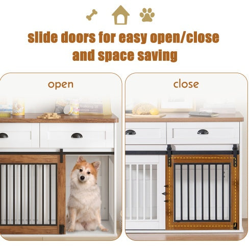 Deluxe Dual-Door Wooden Dog Crate