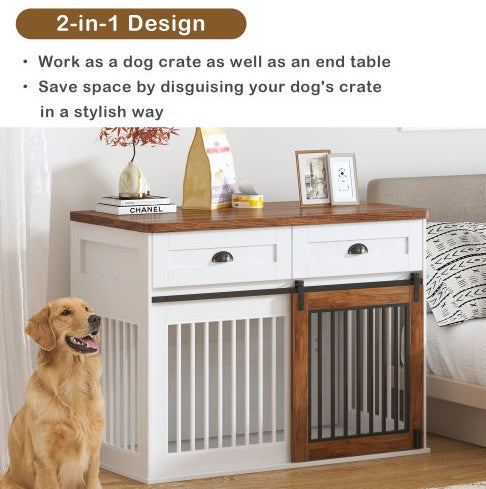 Deluxe Dual-Door Wooden Dog Crate
