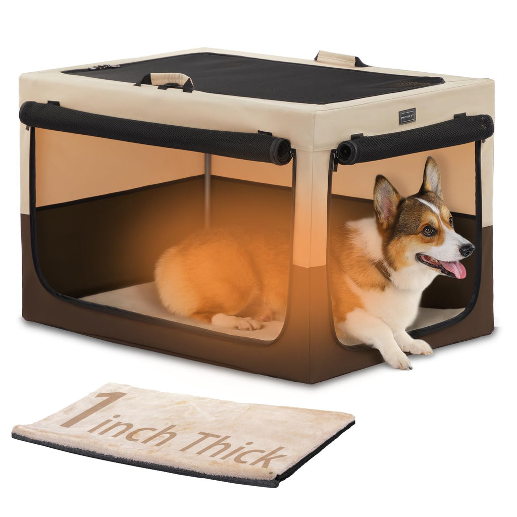 PETSFIT Comfort Travel Dog Crate  & Foldable with Thick Mat