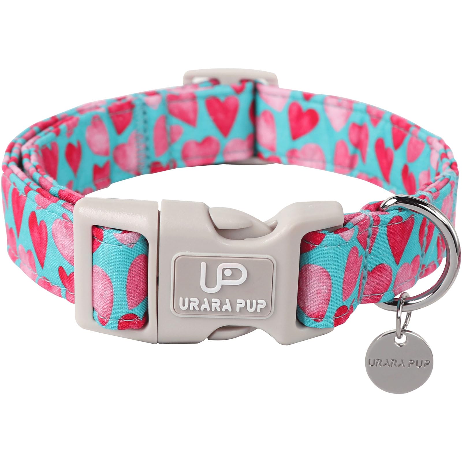 Valentine's Pink Heart Quick Release Dog Collar