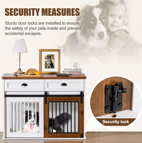 Deluxe Dual-Door Wooden Dog Crate
