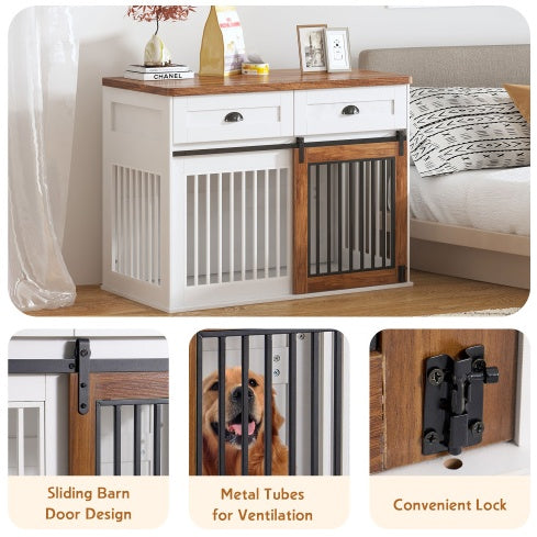 Deluxe Dual-Door Wooden Dog Crate