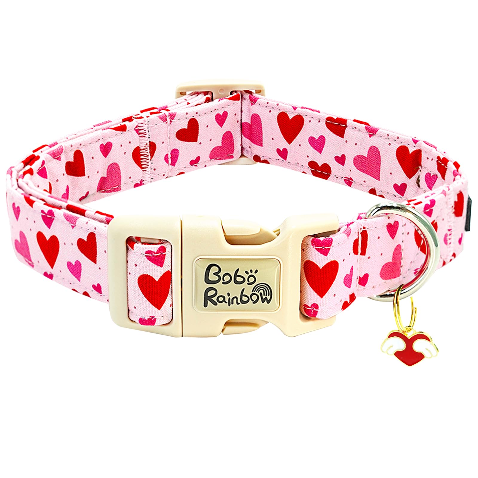 Rainbow Heart Valentine Dog Collar