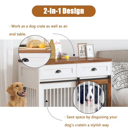Deluxe Dual-Door Wooden Dog Crate