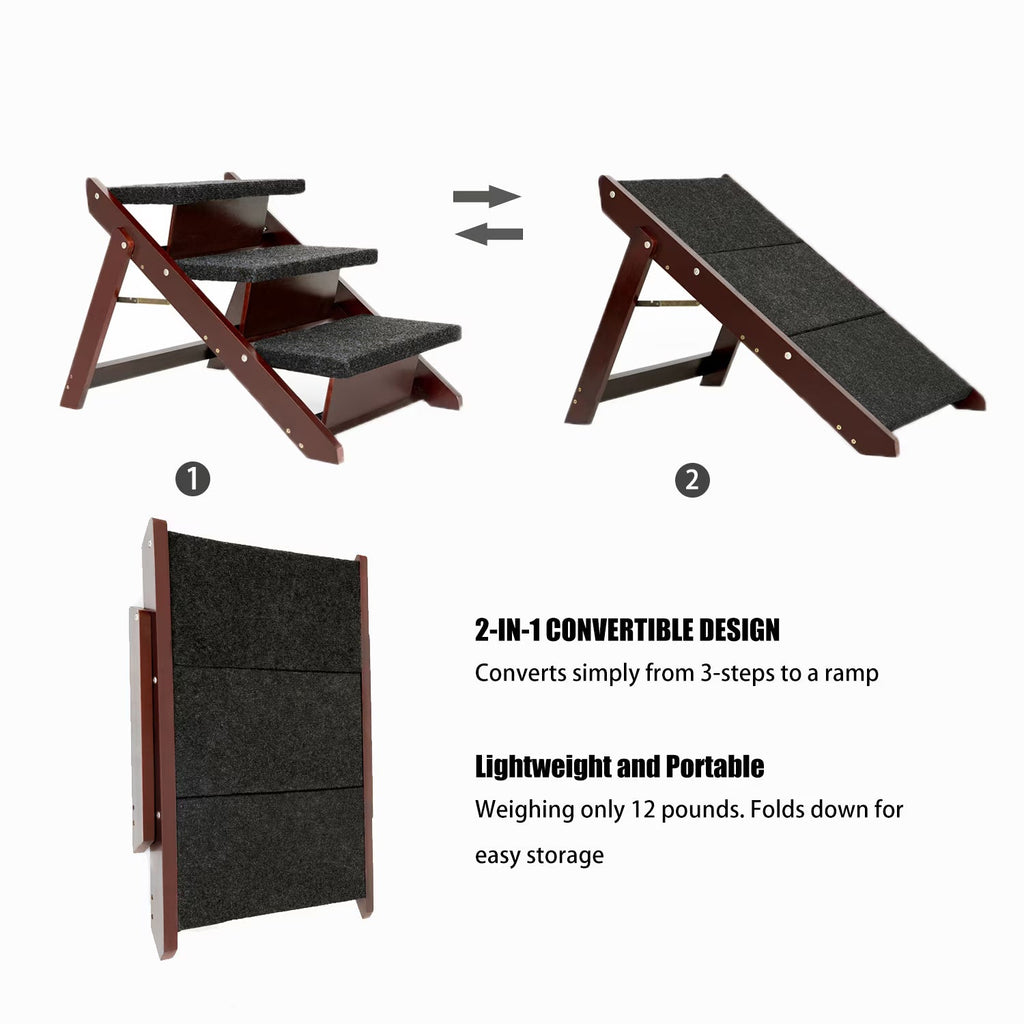 Portable 3-Step Pet Stairs and Ramp