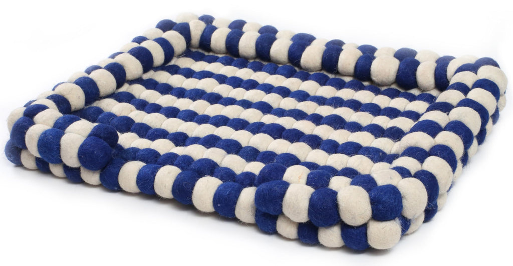 Felt Ball Dog Bed Wool Bed for Cats and Kittens Fabric Pet Beds Luxury Cat Dog Bed - Navy