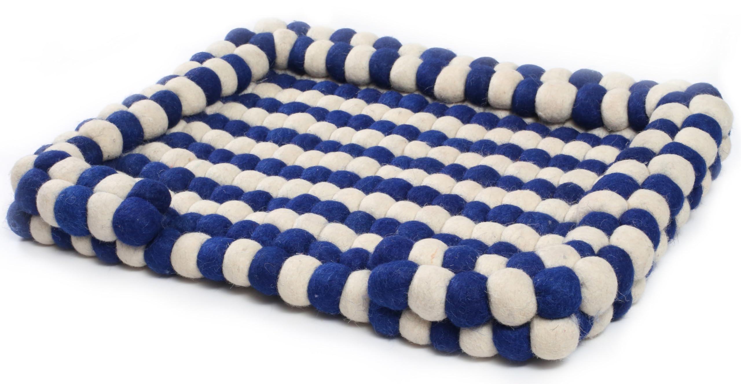Felt Ball Dog Bed Wool Bed for Cats and Kittens Fabric Pet Beds Luxury Cat Dog Bed - Navy