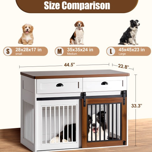 Deluxe Dual-Door Wooden Dog Crate