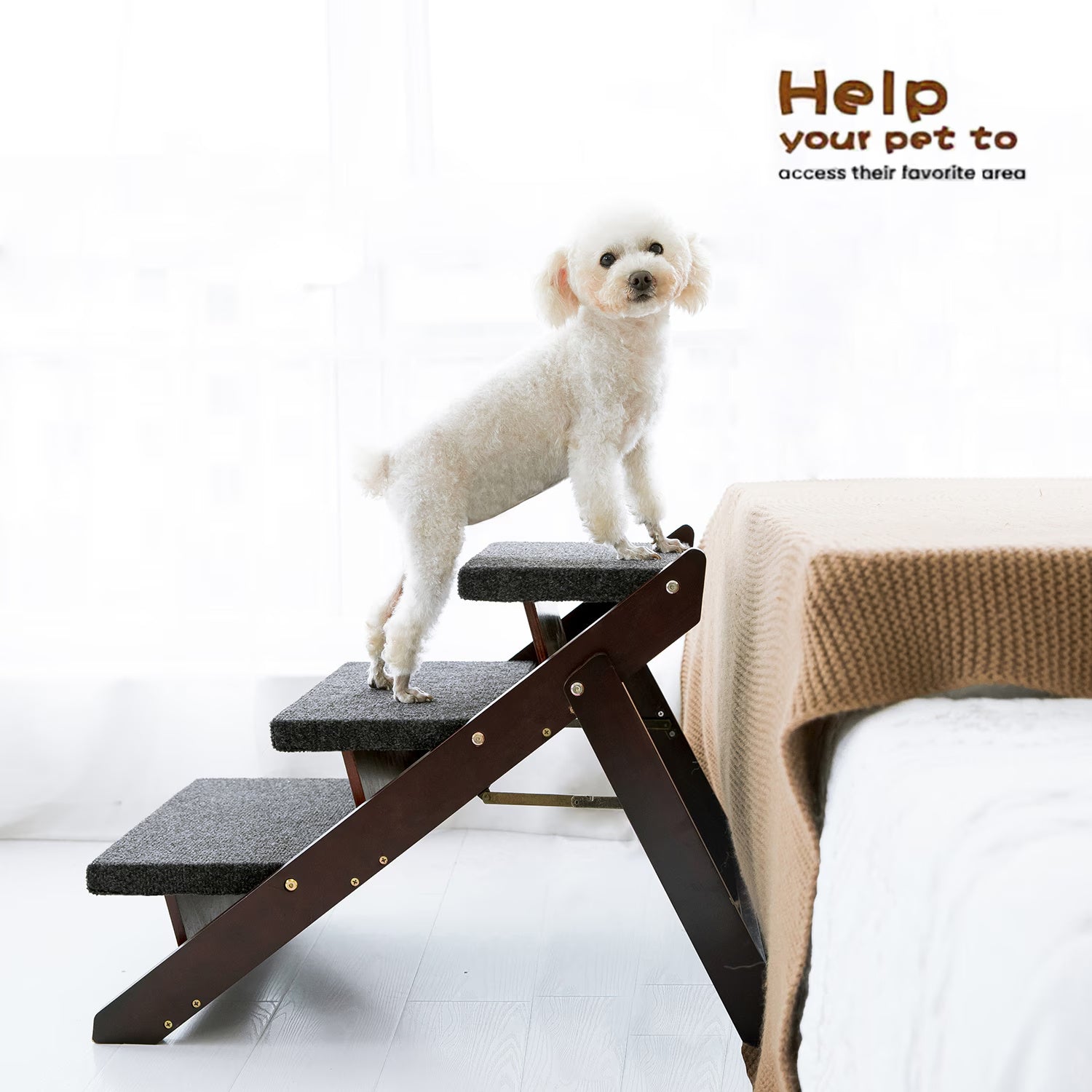 Portable 3-Step Pet Stairs and Ramp